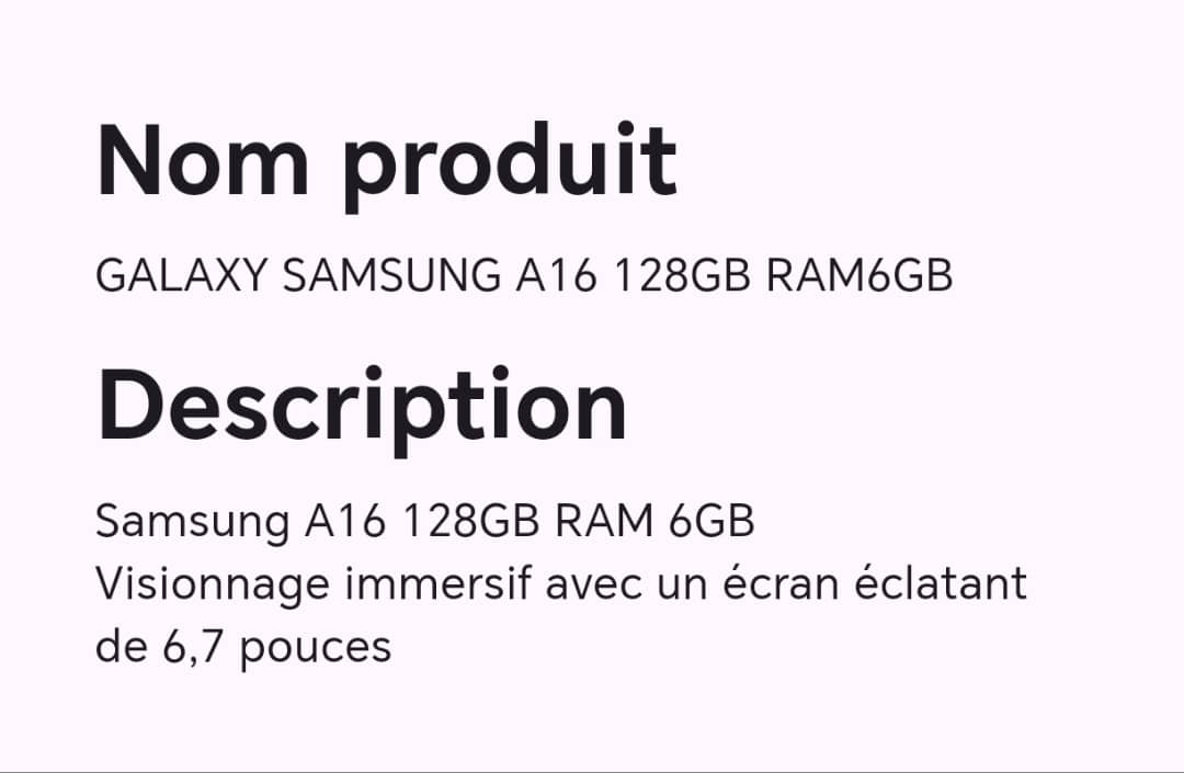 GALAXY SAMSUNG A16 128GB RAM6GB