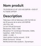 Téléviseur LG 49" LED LK5100PVB+DVD et fly box offert