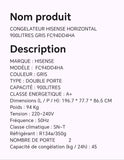 CONGELATEUR HISENSE HORIZONTAL 900LITRES GRIS FC94DD4HA