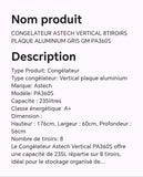 Congélateur ASTECH vertical 8 tiroirs plaque aluminium gris GM PA360S