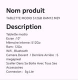 Tablette MODIO 512GB RAM12 M39