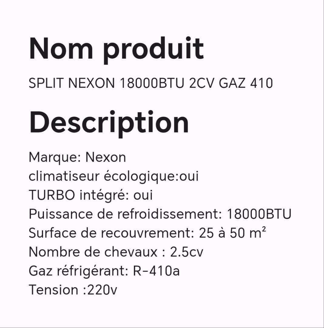 Split NEXON 18000BTU 2CV GAZ 410
