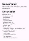 CONGELATEUR FINIX HORIZONTAL 700LITRES GRIS BDW700