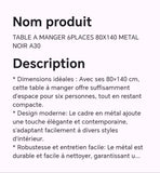 TABLE A MANGER 6PLACES 80X140 METAL NOIR A30
