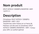 SPLIT ASTECH 12000BTU INVERTER + WIFI 12VTF111