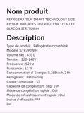 Réfrigérateur Smart technology SIDE BY SIDE 3 portes distributeur d'eau et glaçon STR790WIH
