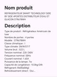 Réfrigérateur smart technology SIDE BY SIDE 4 portes distributeur d'eau et glaçon STR678WH