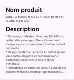 TABLE A MANGER 6 PLACES 80X140 METAL BLANC BLEU A50