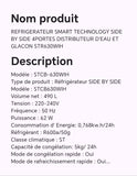 Réfrigérateur smart technology SIDE BY SIDE 4 portes distributeur d'eau et glaçon STR630WIH