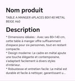 TABLE A MANGER 6 PLACES 80X140 METAL BEIGE A60
