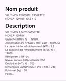 Split MDV 12000BTU cassette MDVCA-12HRN1 gaz 410