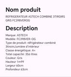 Réfrigérateur ASTECH combine 3tiroirs gris FC398VEROG