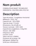 CONGELATEUR SMART TECHNOLOGY HORIZONTAL 102 LITRES GRIS STCC102