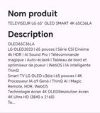 TELEVISEUR LG 65" OLED SMART 4K 65C36LA