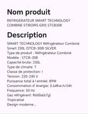 Réfrigérateur smart technology combine 5 tiroirs gris STCB308