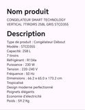 CONGELATEUR SMART TECHNOLOGY VERTICAL 7TIROIRS 258L GRIS STCD355