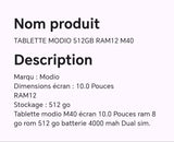 Tablette MODIO 512GB RAM12 M40