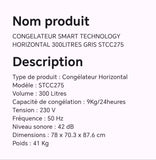CONGELATEUR SMART TECHNOLOGY HORIZONTAL 300LITRES GRIS STCC275