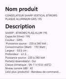CONGELATEUR SHARP VERTICAL 8TIROIRS PLAQUE ALUMINIUM GRIS 195