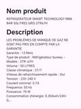 Réfrigérateur SMART technology mini bar 50 litres gris STR67H
