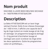 MACHINE A LAVER BEKO 8KG/5KG SECHAGE A+ 1400TR/MIN HTV8736XCOM