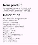 Réfrigérateur SMART technology vitrine 1 porte 242 litres STCDV788