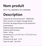 SPLIT TCL 48000BTU 5CV ARMOIRE
