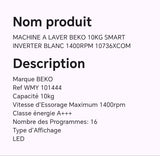 MACHINE A LAVER BEKO 10KG SMART INVERTER BLANC 1400RPM 10736XCOM