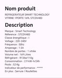 Réfrigérateur SMART technology vitrine 1 porte 169L STCDV483