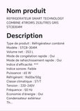 Réfrigérateur SMART TECHNOLOGY combine 4tiroirs 253 LITRES GRIS STCB304M