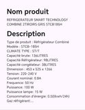 Réfrigérateur smart technology combine 2 tiroirs gris STCB185H