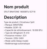 SPLIT BINATONE 18000BTU SCF18