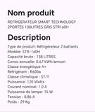 Réfrigérateur smart technology 2 portes 138 litres gris STR160H
