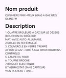 Cuisinière FINIX 4feux 60X60 à gaz gris G64NC-M