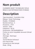 Cuisinière SMART technology 5 feux 80X60 à gaz rôtisseur inox STC8060C