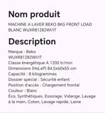 Machine à laver BEKO 8KG FRONT LOAD blanc WUXR81282WI/IT