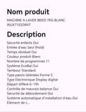 Machine à laver BEKO 7KG blanc WUX71032WIIT