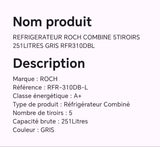 Réfrigérateur ROCH combine 5tiroirs 251litres gris RFR310DBL