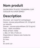SALON EDEN 7PLACES TISSU&SIMILICUIR COULEUR AU CHOIX SDM021