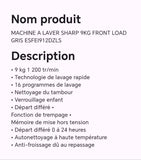 Machine à laver SHARP 9KG FRONT LOAD