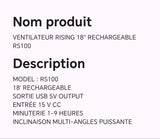 Ventilateur rising 18" rechargeable RS100