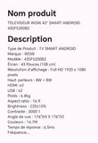 Téléviseur WOW 43" SMART ANDROID 43SF5200B2