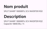 SPLIT SHARP 18000BTU 2CV INVERTER R32