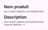 SPLIT SHARP 24000BTU 3CV INVERTER R32