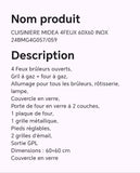 CUISINIERE MIDEA 4FEUX 60X60 INOX 24BMG4G057/059