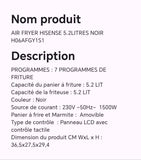AIR FRYER HISENSE 5,2LITRES NOIR H06AFGY1S1