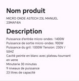 Micro Onde ASTECH 23L manuel 23MAF4IA