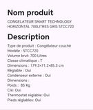 CONGELATEUR SMART TECHNOLOGY HORIZONTAL 700LITRES GRIS STCC720