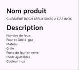 CUISINIERE ROCH 4FEUX 50X50 A GAZ INOX