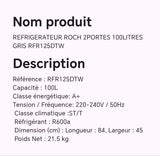 Réfrigérateur ROCH 2 portes 100 litres gris RFR125DTW